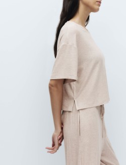 Žebrovaný pyžamový top s vysokým obsahem modalu