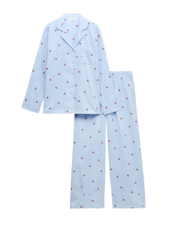 Pyžamová souprava Seersucker s potiskem z bavlny a modalu