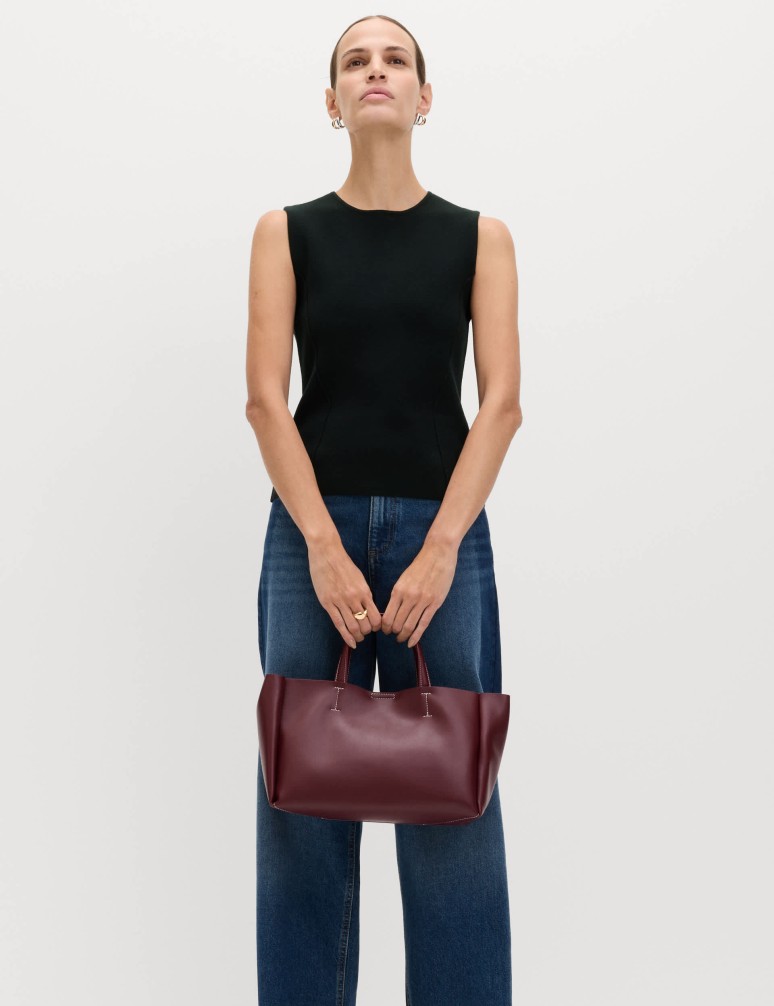 Textured Waisted Slim Fit Knitted Vest