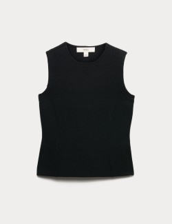 Textured Waisted Slim Fit Knitted Vest