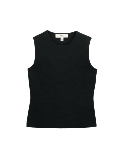 Textured Waisted Slim Fit Knitted Vest