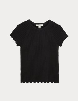 Pointelle Slim Fit Knitted Top