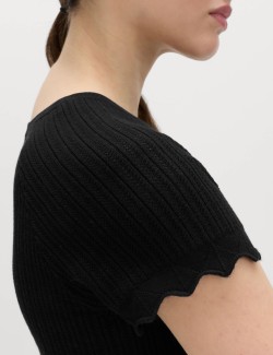 Pointelle Slim Fit Knitted Top