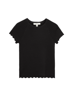 Pointelle Slim Fit Knitted Top