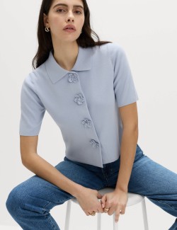 Button Detail Slim Fit Cardigan