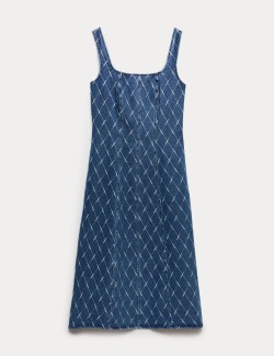Denim Jacquard Midi Column Dress