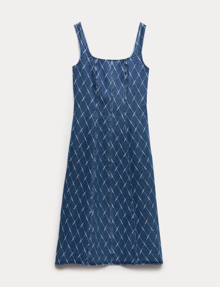Denim Jacquard Midi Column Dress