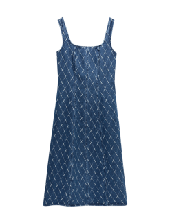 Denim Jacquard Midi Column Dress