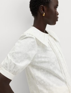 Pure Cotton Sailor Collar Button Through Shirt