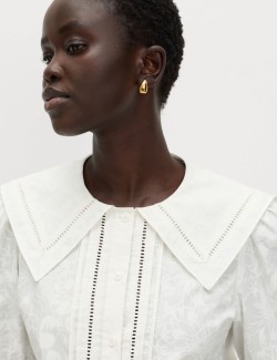 Pure Cotton Sailor Collar Button Through Shirt