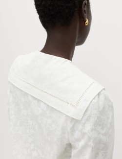 Pure Cotton Sailor Collar Button Through Shirt