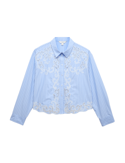 Vyšívaná proužkovaná košile z čisté bavlny