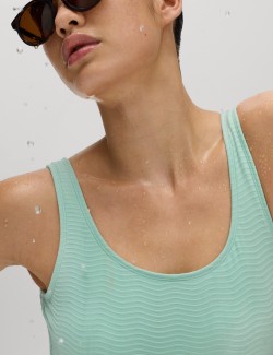 Texturované plavky formující bříško s výstřihem na zádech a s vycpávkami