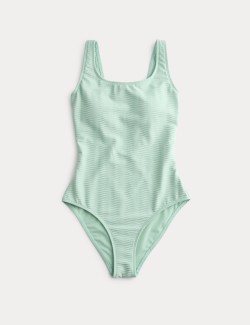 Texturované plavky formující bříško s výstřihem na zádech a s vycpávkami