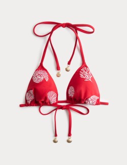 Trojúhelníkový bikinový top s vycpávkami a výšivkou