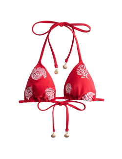 Trojúhelníkový bikinový top s vycpávkami a výšivkou