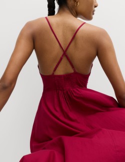 Pure Cotton Strappy V-Neck Maxi Beach Dress