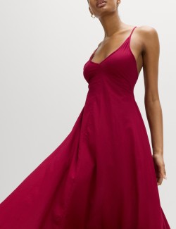 Pure Cotton Strappy V-Neck Maxi Beach Dress