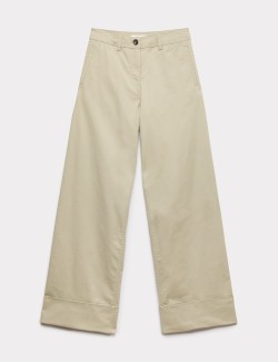 Cotton Rich Turn Up Wide Leg Chinos