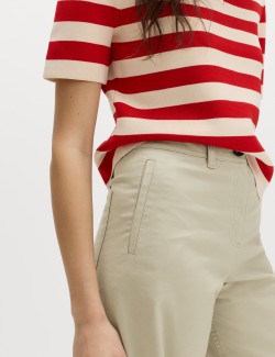 Cotton Rich Turn Up Wide Leg Chinos