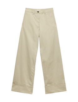 Cotton Rich Turn Up Wide Leg Chinos