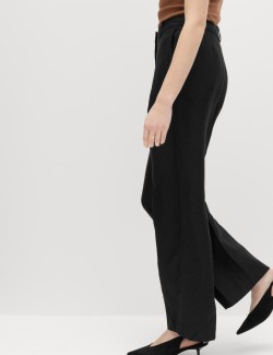 Linen Blend Relaxed Straight Trousers