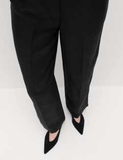 Linen Blend Relaxed Straight Trousers