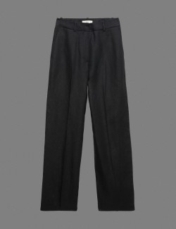 Linen Blend Relaxed Straight Trousers