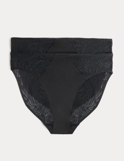 2 Pack Body Lace High Leg Knickers