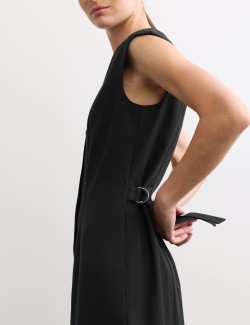 Cotton Blend V-Neck Midaxi Column Dress