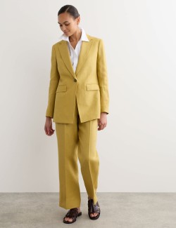 Pure Linen Longline Single Breasted Blazer