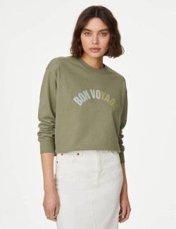 Pure Cotton Slogan Sweatshirt