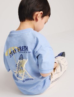 Tričko z čisté bavlny s grafikou ryby (2–8 let)