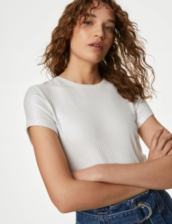 Cotton Rich Ribbed Sparkly T-Shirt