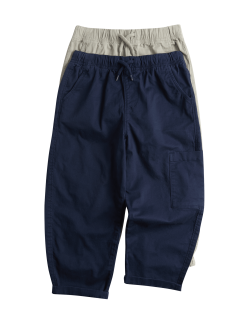 Natahovací kalhoty s vysokým podílem bavlny, 2 ks (2–8 let)