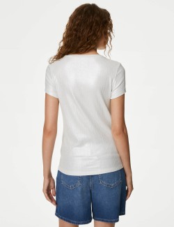 Cotton Rich Ribbed Sparkly T-Shirt