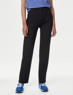 Woven Straight Leg Trousers with Stretch