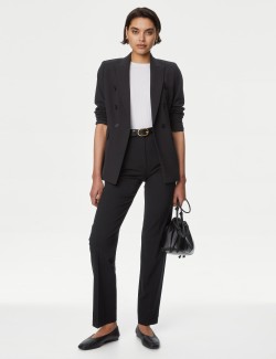 Woven Straight Leg Trousers with Stretch