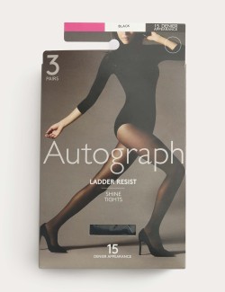 3pk 15 Denier Ladder Resist Tights