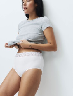 5pk Cotton Lycra & Lace Full Briefs