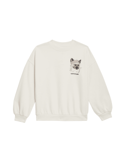 Cotton Rich Cat Graphic Sweatshirt (6-16 Yrs)