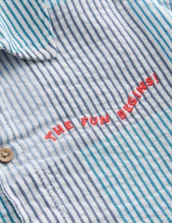 Kostkovaná košile z mačkané tkaniny z čisté bavlny (2–8 let)