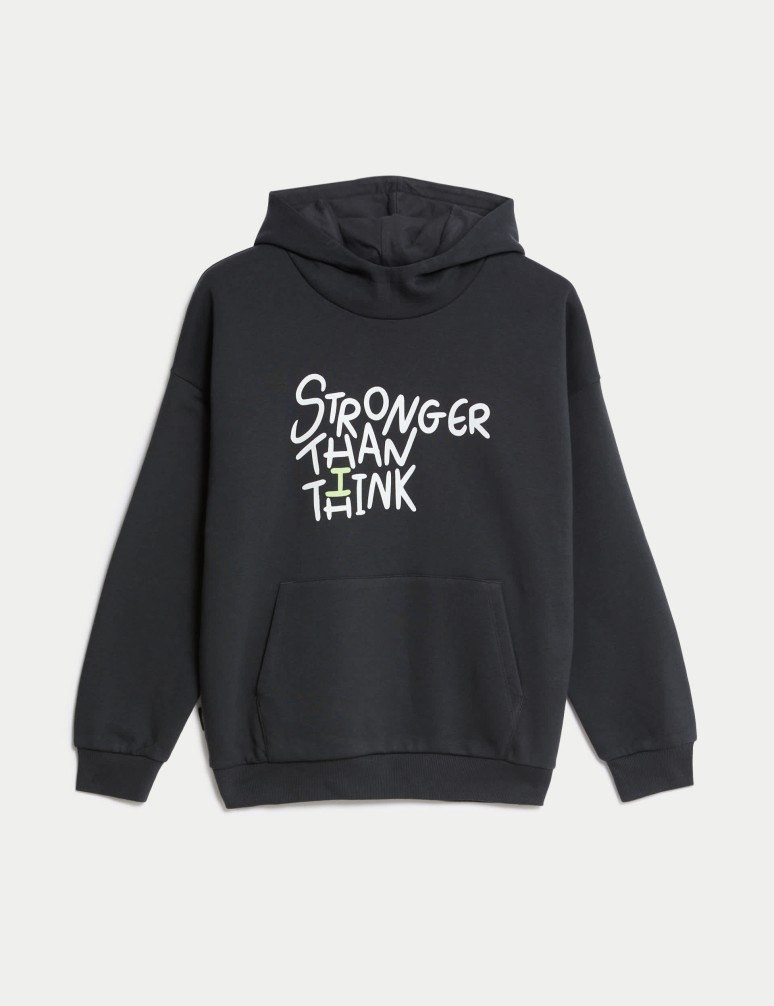 Cotton Rich Slogan Hoodie (2-16 Yrs)