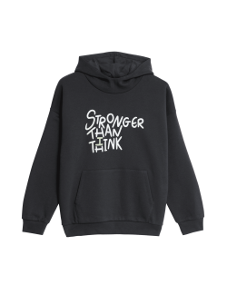 Cotton Rich Slogan Hoodie (2-16 Yrs)