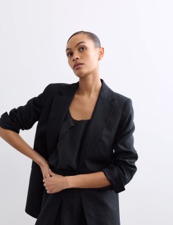 Prodloužený jednořadý blejzr z čistého lnu