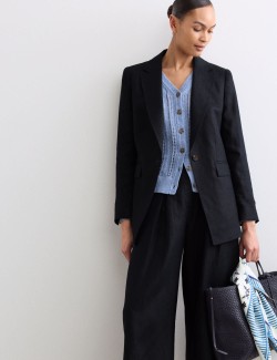 Prodloužený jednořadý blejzr z čistého lnu