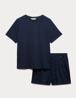 Krátká souprava s vysokým podílem bavlny a potiskem