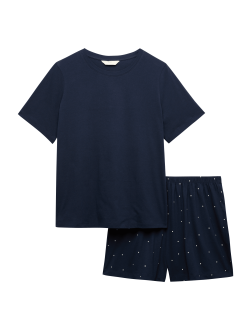 Krátká souprava s vysokým podílem bavlny a potiskem