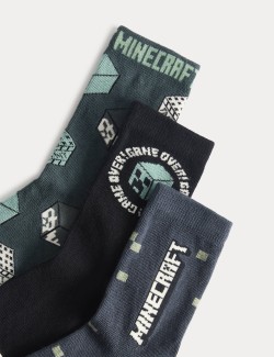 Ponožky Minecraft™ s vysokým podílem bavlny, 3 páry v balení (6 malé – 7 velké)