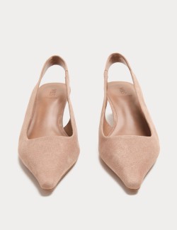 Suede Kitten Heel Pointed Slingback Shoes